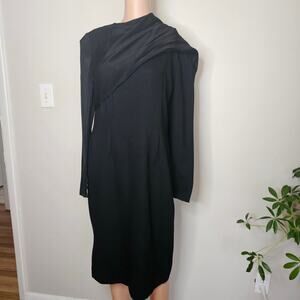 Vintage 1970s Bill Blass Isaacsons Black Draped Cocktail Dress | Union Made USA